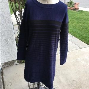 JOAN VASS Cotton Knit Tunic Dress Long Sleeve